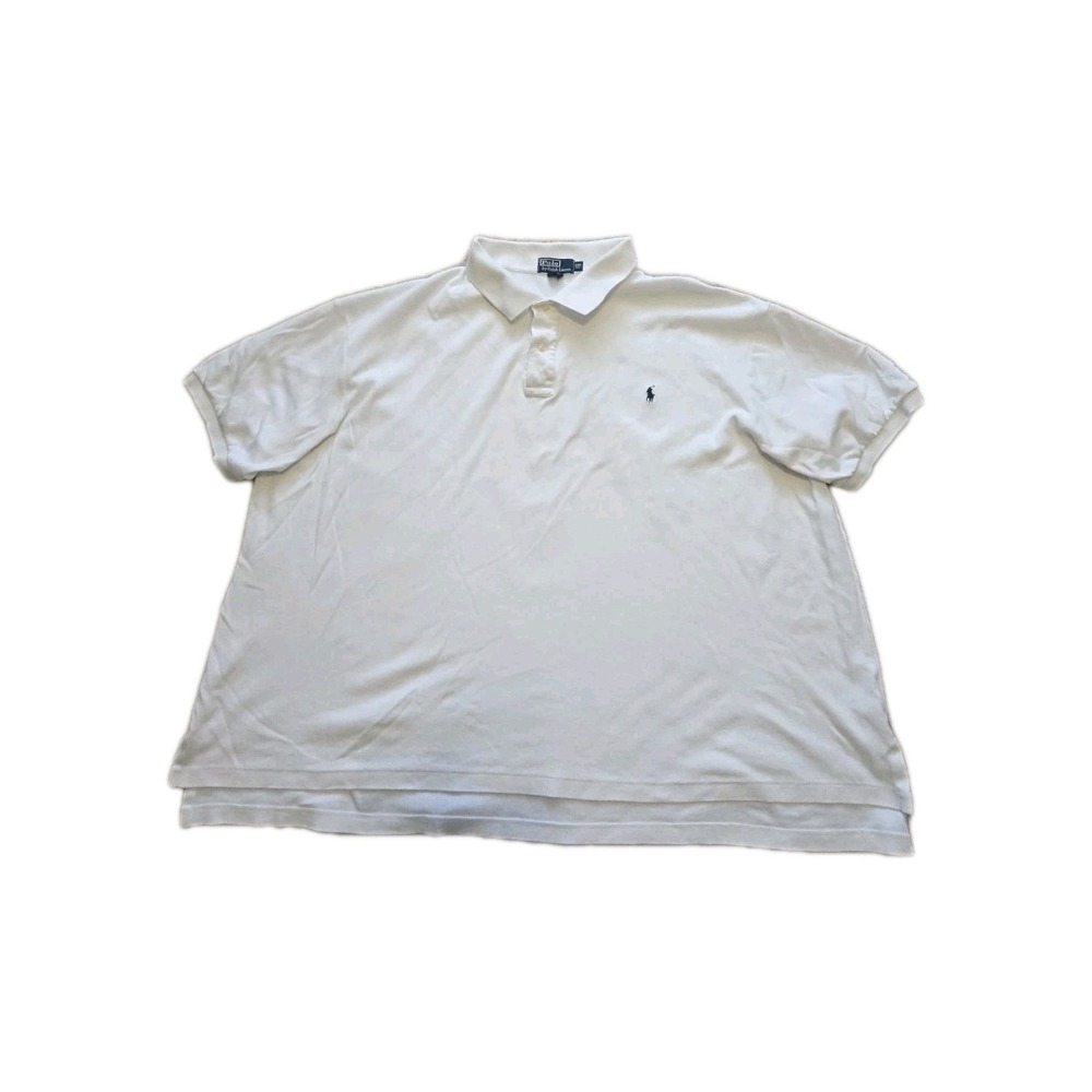 POLO RALPH LAUREN MENS WHITE SIZE 4XB BLUE PONY SHORT SLEEVE COTTON POLO SHIRT